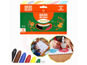 Gizão De Cera Meu 1 Giz Escolar Grosso Big 6 Cores